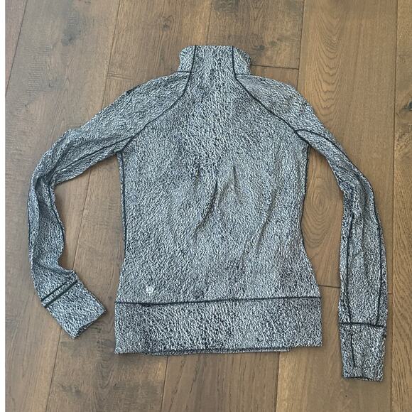 Lululemon Rush Hour 1/2 Zip Running Luon Spray Jacquard Jacket White Black 2 - Picture 4 of 6